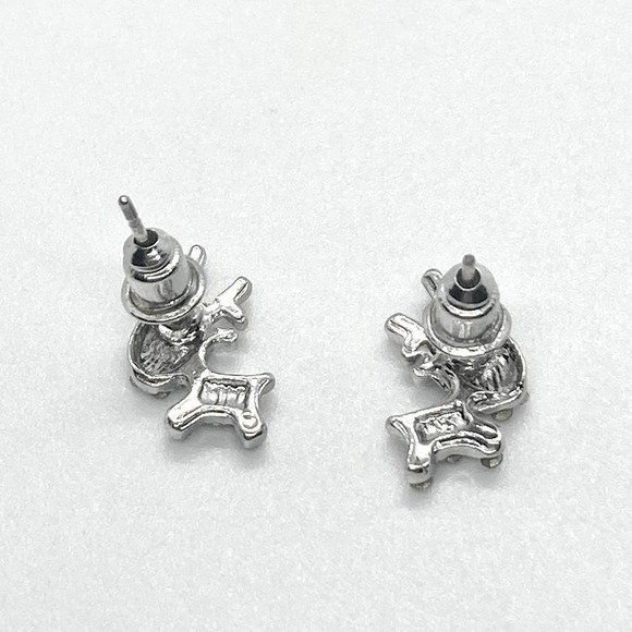 Silver Plated Rhinestone Reindeer Earring Pair - Picture 6 of 9